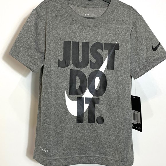 Nike NWT Boys Gray Dry Fit Just Do it Short Sleeve Shirt Size 4/XS - Picture 2 of 6